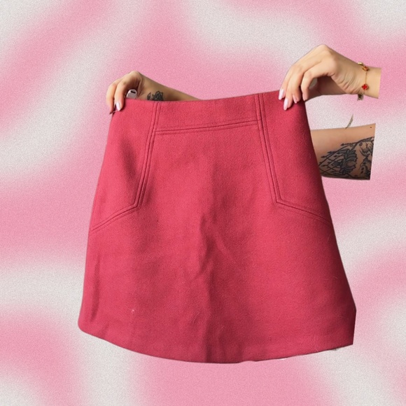 Miho Red Wool-Blend A-Line Mini Skirt – Size Small - Picture 1 of 2